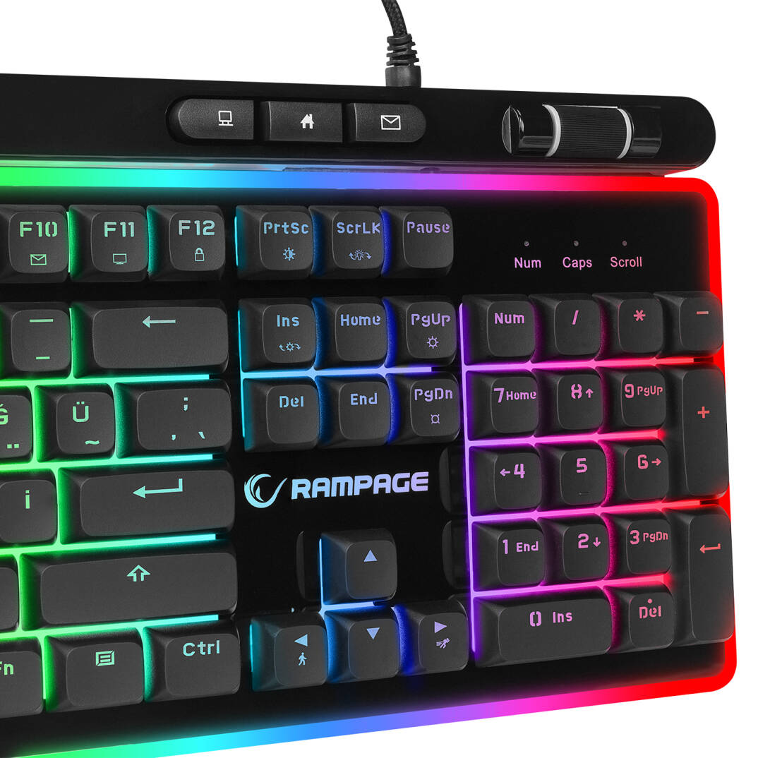 Rampage SHINE K14 Siyah USB RGB Backlight Membrane Gaming Oyuncu Klavye - 6
