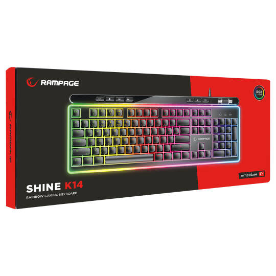 Rampage SHINE K14 Siyah USB RGB Backlight Membrane Gaming Oyuncu Klavye - 7
