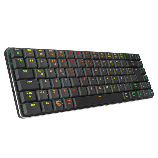 Rampage W-GRANITE SiyahGri Low Profile BLUE SWITCH Mekanik Gaming Oyuncu Klavye Q RGB 2,4 ghz+ BT