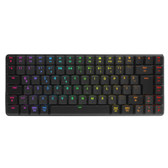 Rampage W-GRANITE SiyahGri Low Profile BLUE SWITCH Mekanik Gaming Oyuncu Klavye Q RGB 2,4 ghz+ BT - 2