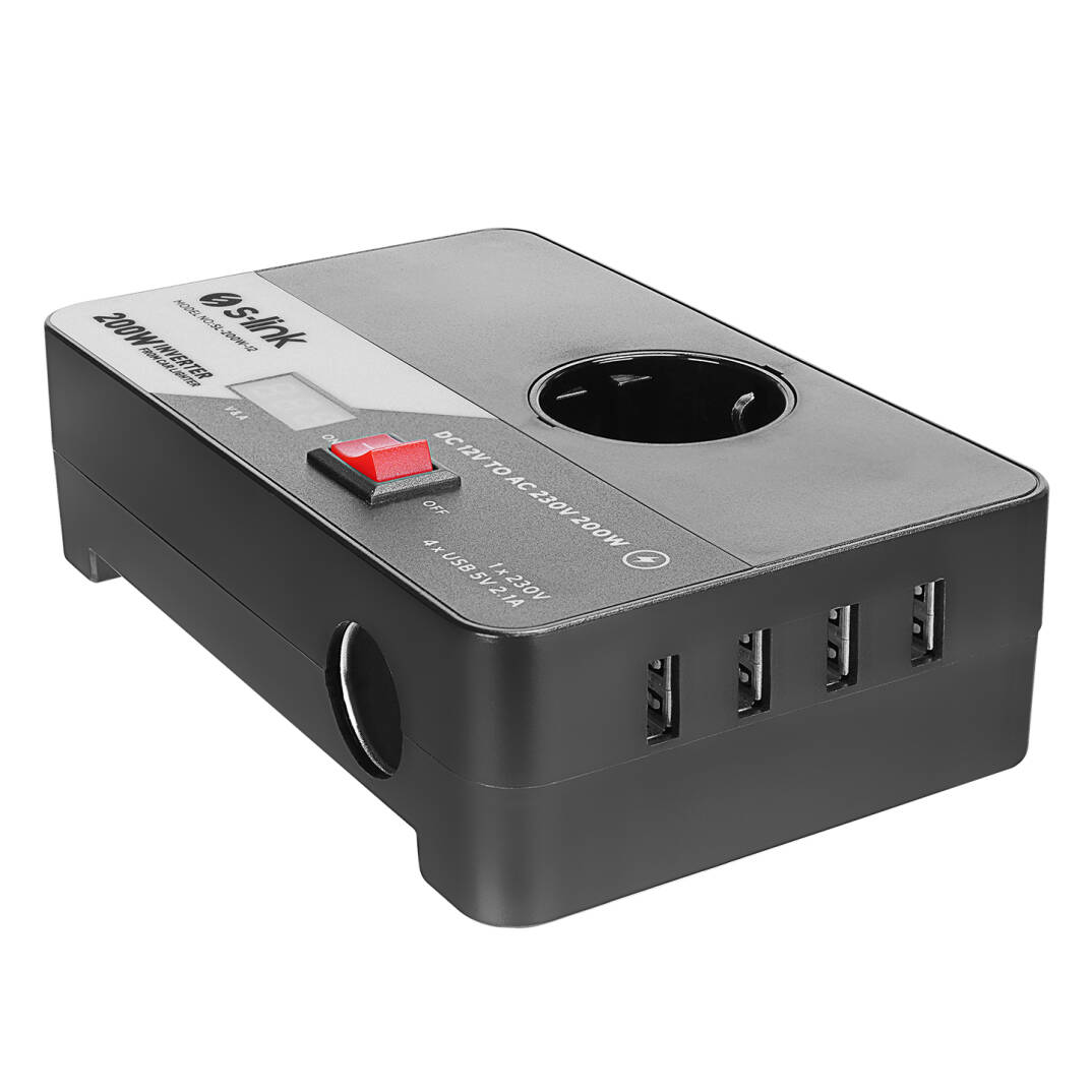 S-link SL-200W-12 200W DC12V-AC230 Çakmaktan Power Inverter - 1