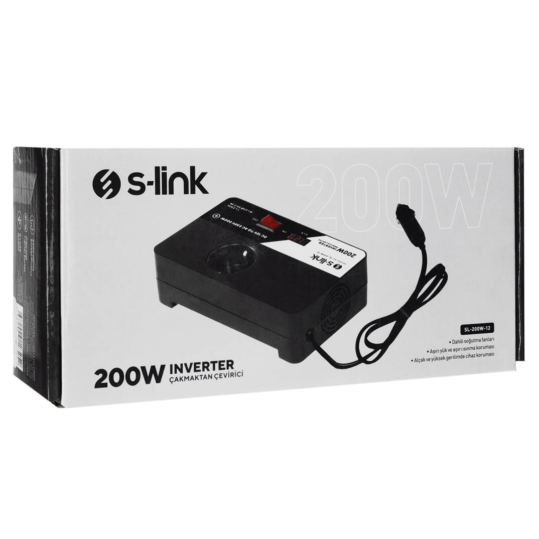 S-link SL-200W-12 200W DC12V-AC230 Çakmaktan Power Inverter - 7
