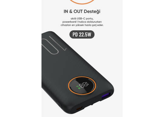 SNAPRON SNP-3012 10.000 MAH LDC EKRAN DAHİLİ KABLOLU 22,5W HIZLI ŞARJ POWERBANK - 3